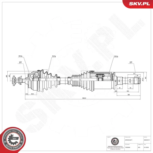 Hnací hriadeľ ESEN SKV 40SKV017