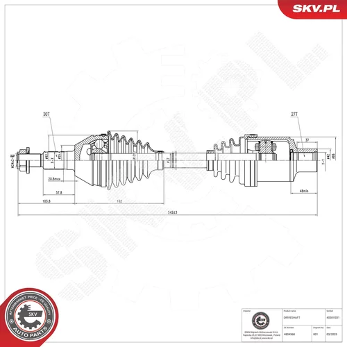 Hnací hriadeľ ESEN SKV 40SKV331
