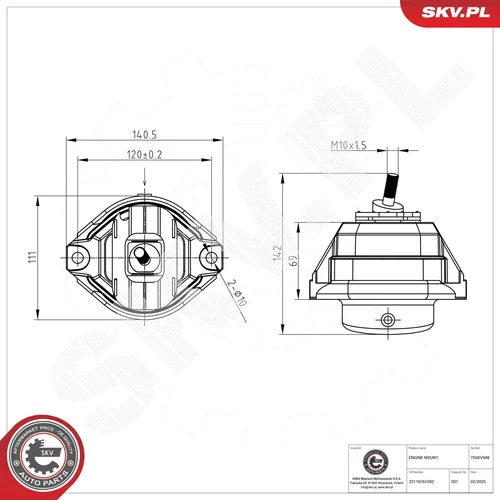 Uloženie motora ESEN SKV 75SKV048
