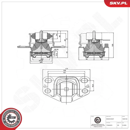Uloženie motora 75SKV109 (ESEN SKV) - obr. 5