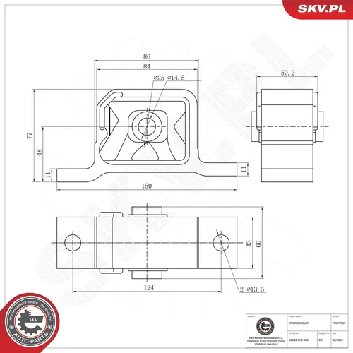 Uloženie motora ESEN SKV 75SKV259