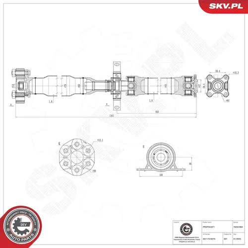Kĺbový hriadeľ pohonu nápravy 76SKV083 (ESEN SKV) - obr. 1