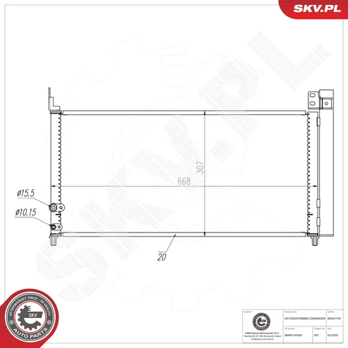 Kondenzátor klimatizácie ESEN SKV 86SKV159