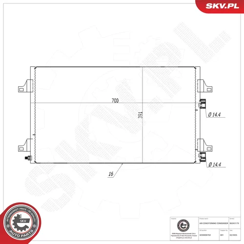 Kondenzátor klimatizácie ESEN SKV 86SKV179
