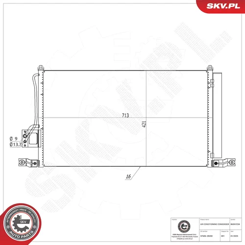 Kondenzátor klimatizácie ESEN SKV 86SKV234