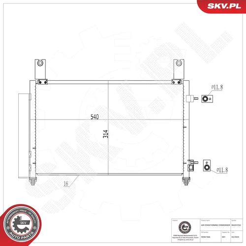 Kondenzátor klimatizácie ESEN SKV 86SKV255