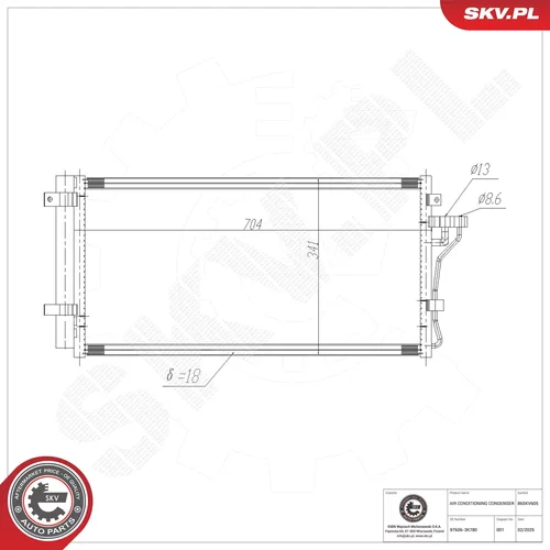 Kondenzátor klimatizácie ESEN SKV 86SKV605
