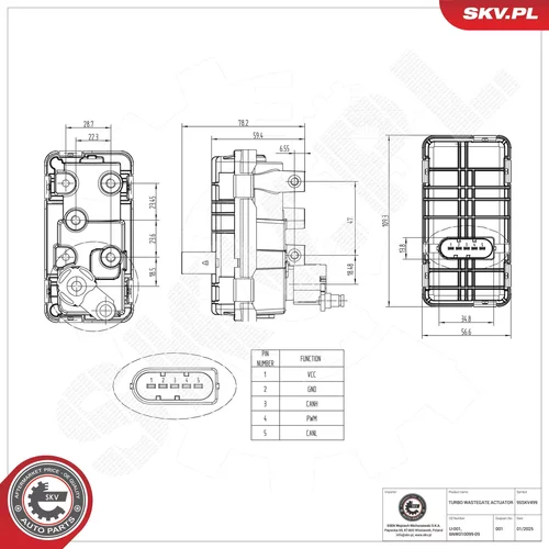 Ventil regulácie plniaceho tlaku ESEN SKV 95SKV499