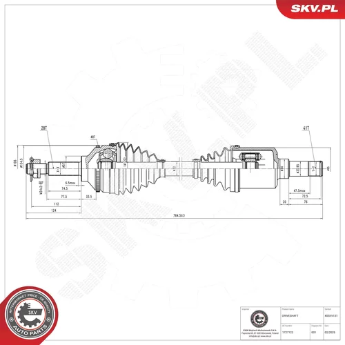 Hnací hriadeľ ESEN SKV 40SKV131
