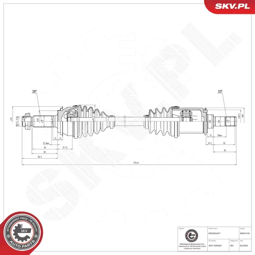 Hnací hriadeľ ESEN SKV 40SKV133