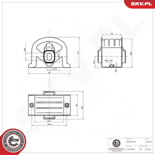 Uloženie motora 75SKV094 (ESEN SKV) - obr. 1