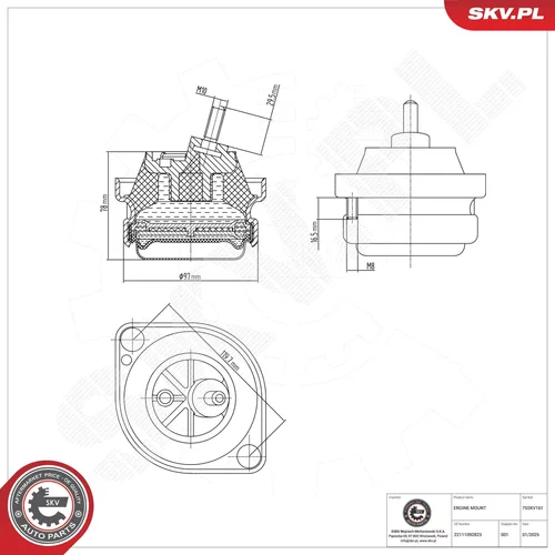 Uloženie motora ESEN SKV 75SKV161