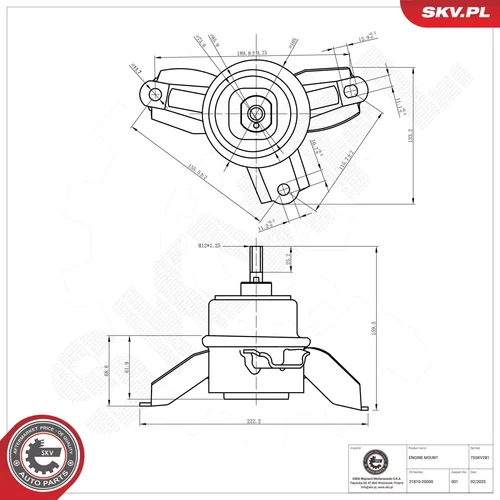 Uloženie motora ESEN SKV 75SKV281