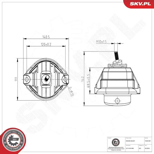 Uloženie motora ESEN SKV 75SKV287