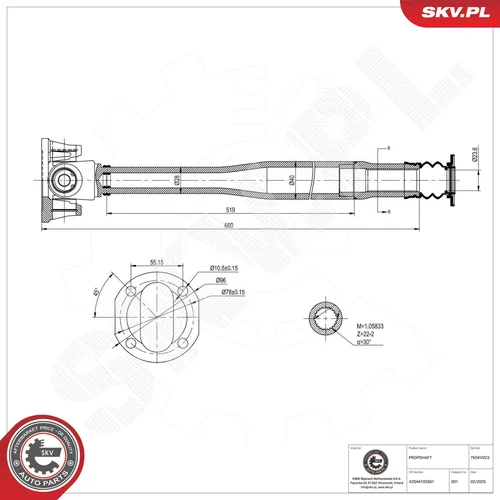 Hnací hriadeľ 76SKV023 (ESEN SKV) - obr. 1