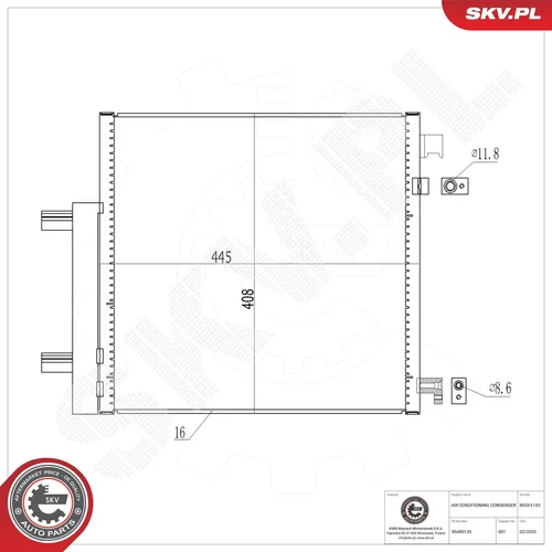 Kondenzátor klimatizácie ESEN SKV 86SKV143
