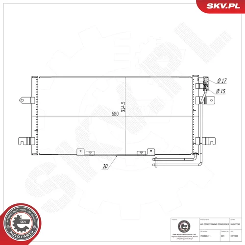Kondenzátor klimatizácie ESEN SKV 86SKV290