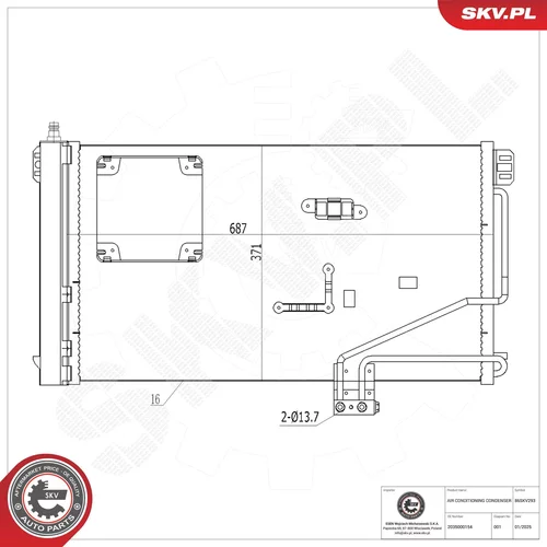 Kondenzátor klimatizácie ESEN SKV 86SKV293