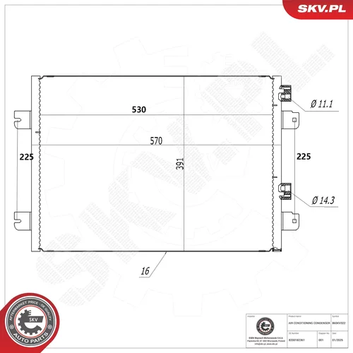 Kondenzátor klimatizácie ESEN SKV 86SKV322