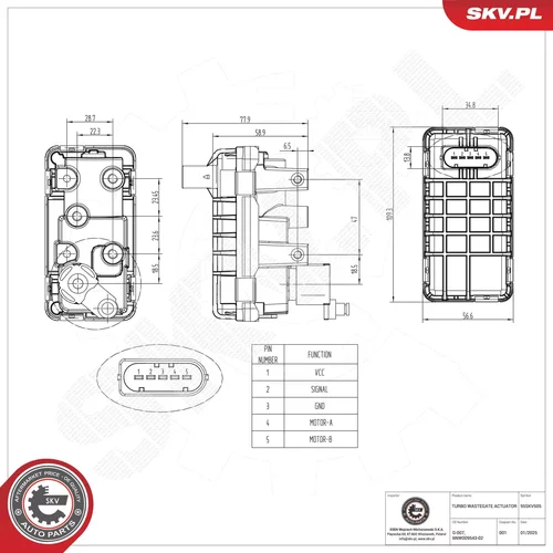 Ventil regulácie plniaceho tlaku ESEN SKV 95SKV505