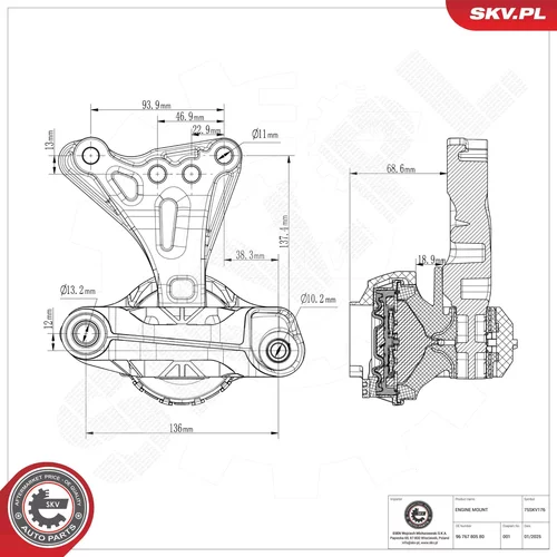 Uloženie motora 75SKV176 (ESEN SKV) - obr. 5