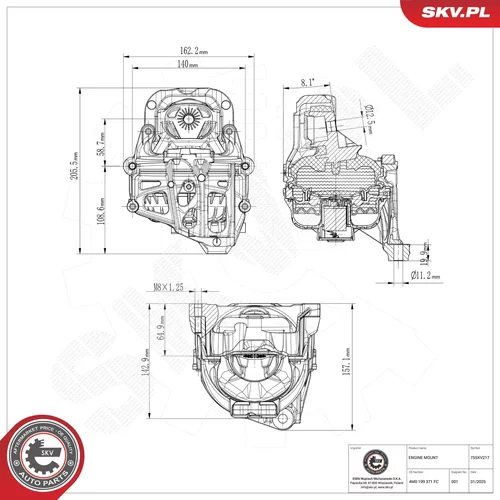 Uloženie motora ESEN SKV 75SKV217