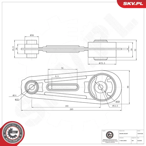 Uloženie motora ESEN SKV 75SKV236