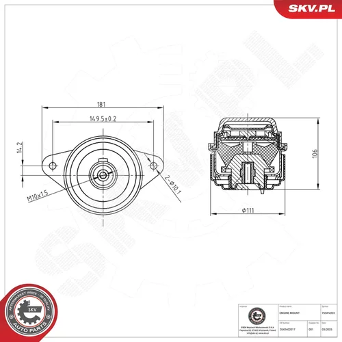 Uloženie motora ESEN SKV 75SKV323
