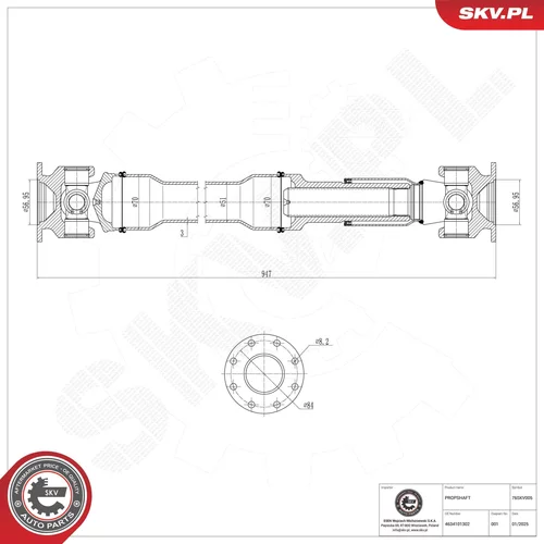 Hnací hriadeľ 76SKV005 (ESEN SKV) - obr. 1