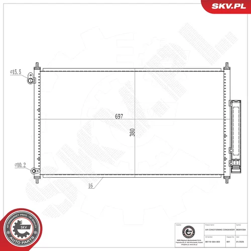 Kondenzátor klimatizácie ESEN SKV 86SKV204