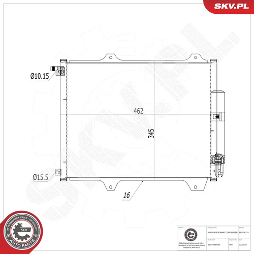 Kondenzátor klimatizácie ESEN SKV 86SKV274