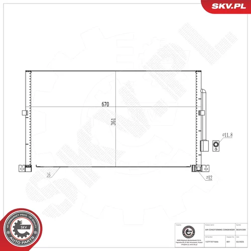 Kondenzátor klimatizácie ESEN SKV 86SKV289