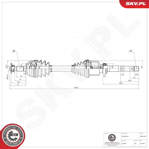Hnací hriadeľ ESEN SKV 40SKV025