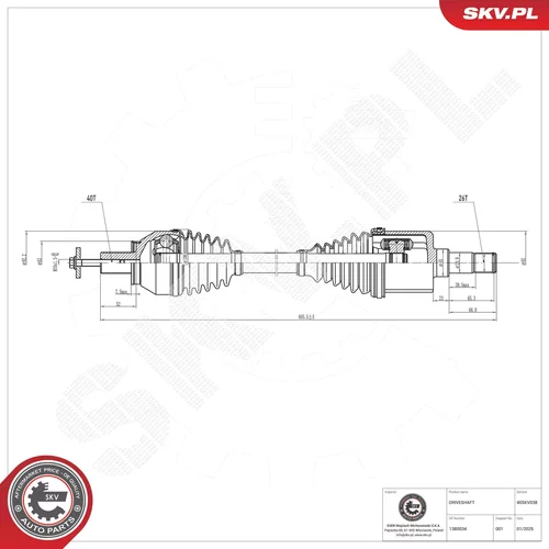 Hnací hriadeľ ESEN SKV 40SKV038