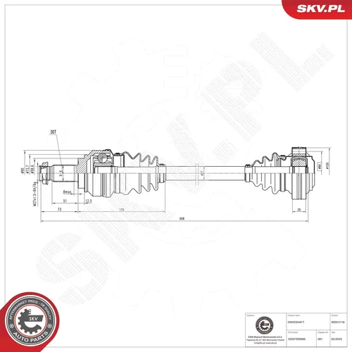 Hnací hriadeľ ESEN SKV 40SKV118