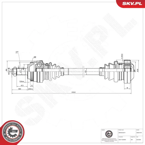 Hnací hriadeľ ESEN SKV 40SKV181