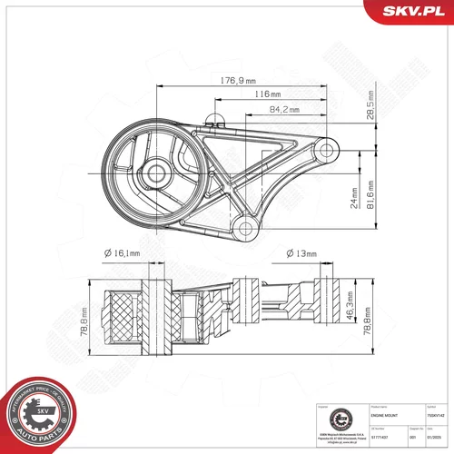 Uloženie motora 75SKV142 (ESEN SKV) - obr. 3