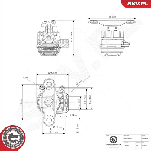 Uloženie motora 75SKV152 (ESEN SKV) - obr. 6