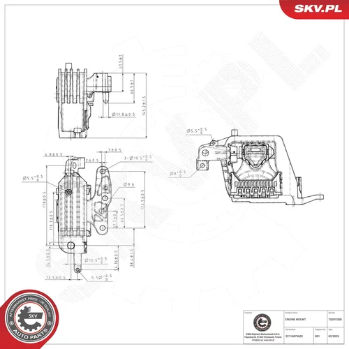 Uloženie motora ESEN SKV 75SKV300