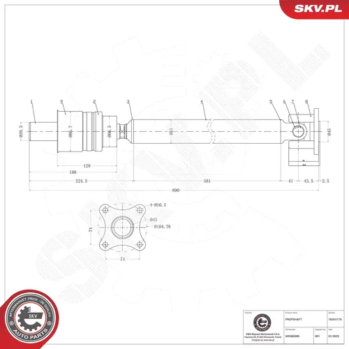 Hnací hriadeľ ESEN SKV 76SKV179