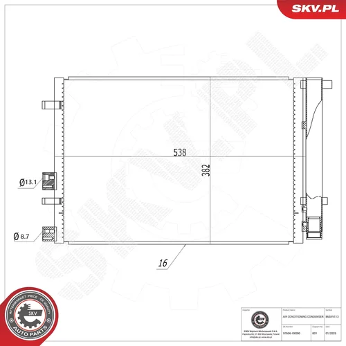 Kondenzátor klimatizácie ESEN SKV 86SKV113