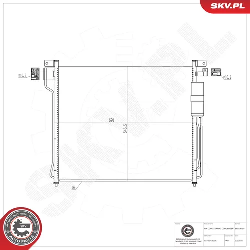 Kondenzátor klimatizácie ESEN SKV 86SKV155