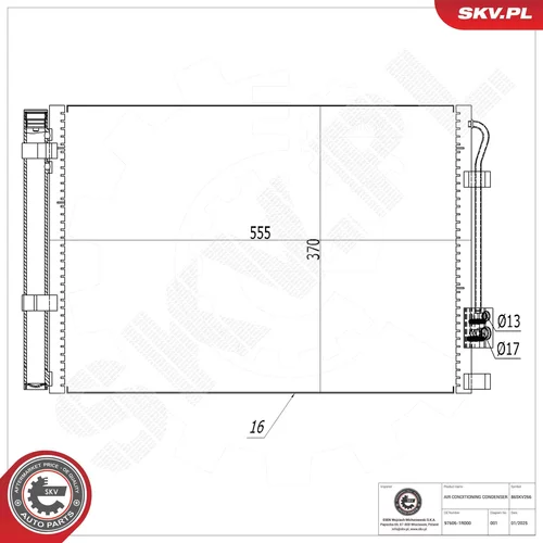 Kondenzátor klimatizácie 86SKV266 (ESEN SKV) - obr. 5