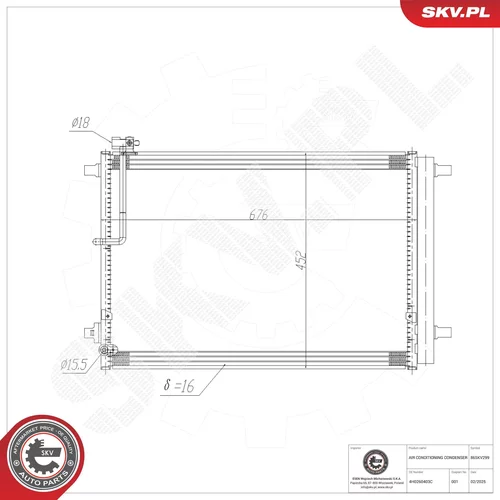 Kondenzátor klimatizácie ESEN SKV 86SKV299