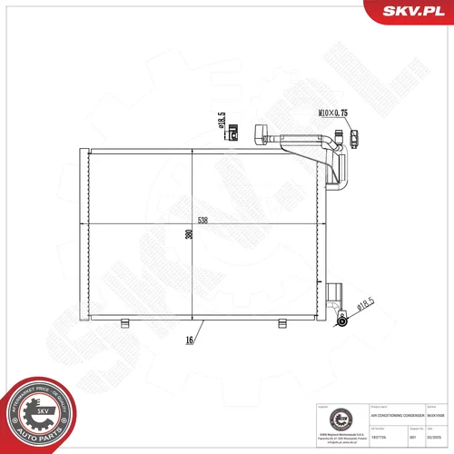 Kondenzátor klimatizácie ESEN SKV 86SKV508