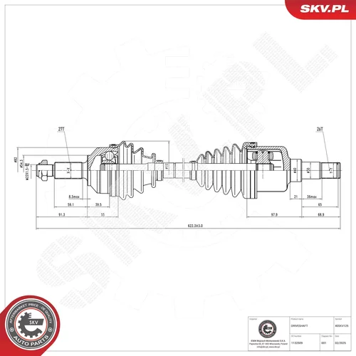 Hnací hriadeľ ESEN SKV 40SKV125