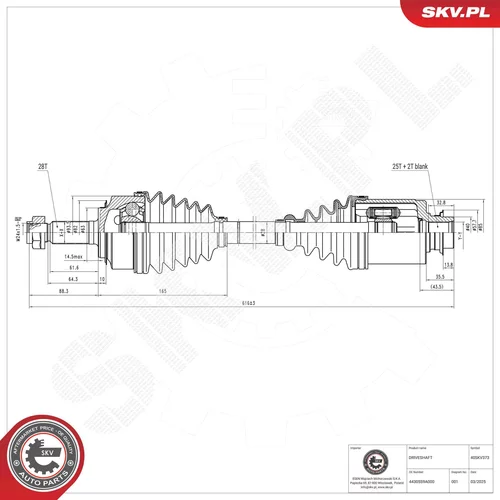 Hnací hriadeľ ESEN SKV 40SKV373