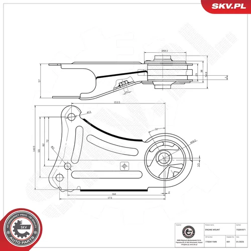 Uloženie motora 75SKV071 (ESEN SKV) - obr. 3