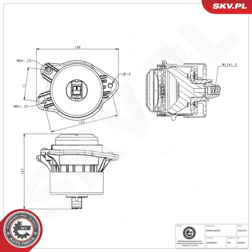Uloženie motora ESEN SKV 75SKV127