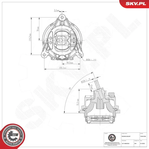 Uloženie motora ESEN SKV 75SKV206